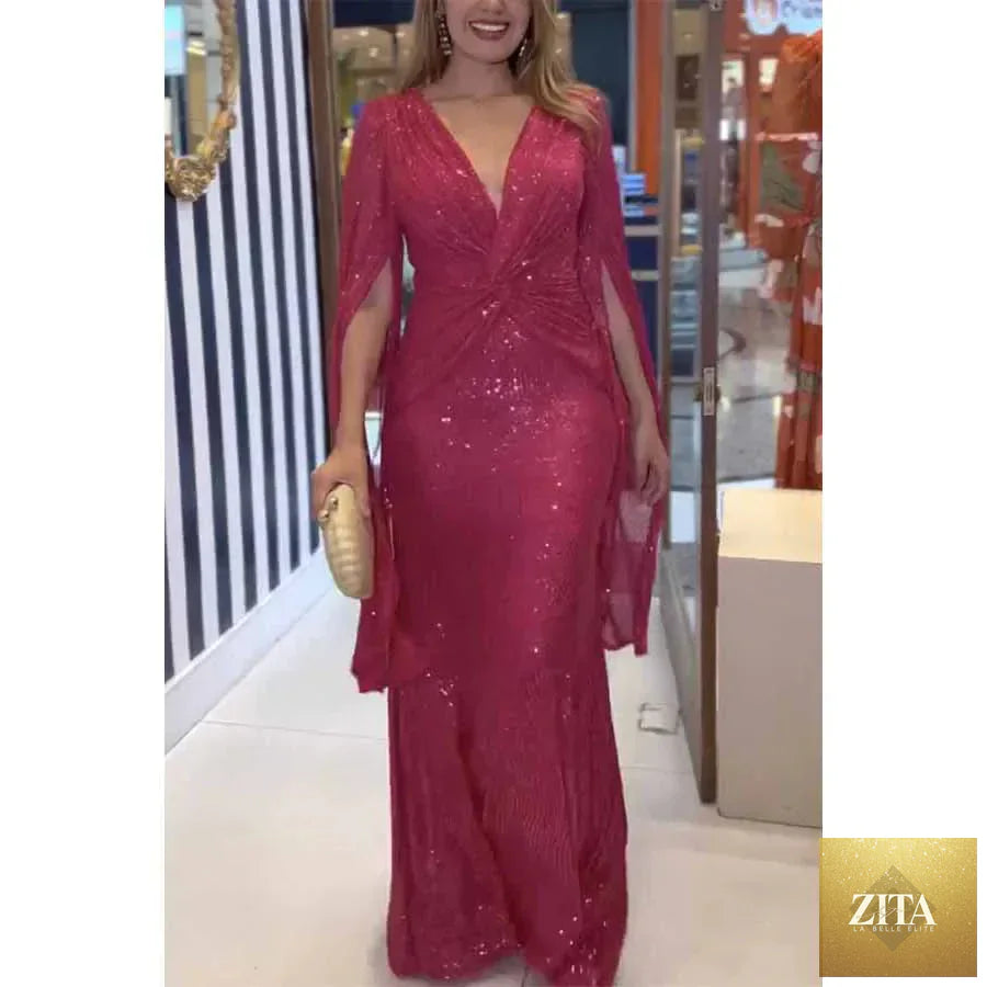 Shimmering women’s formal floor-length evening dress with sequins, designed by Trendy Attic Store01 for elegant occasions.