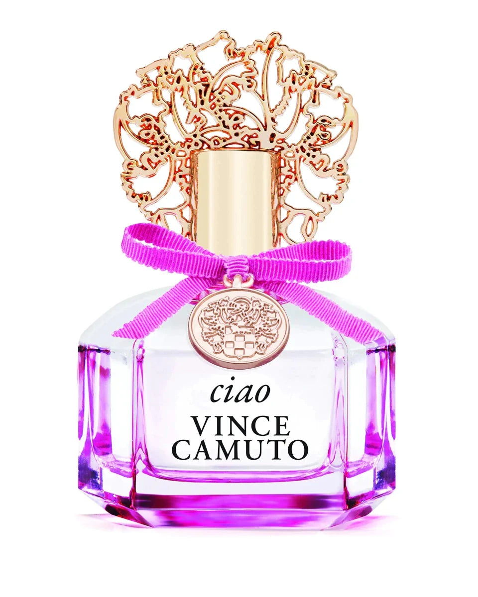 Vince Camuto Ciao women's perfume bottle with 3.4 oz EDP, elegant glass design and floral fragrance details.