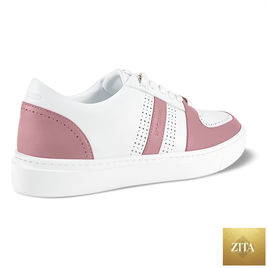 Back view of women's Norma MOCALMO sneakers in rose pink, showcasing stylish design and comfortable fit.
