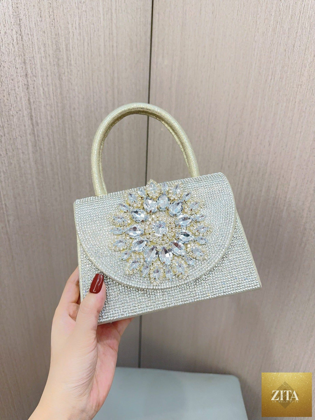 Sparkly rhinestone glitter women's clutch purse with shoulder strap for evening events, by SHOMICOBOUTIQUE.