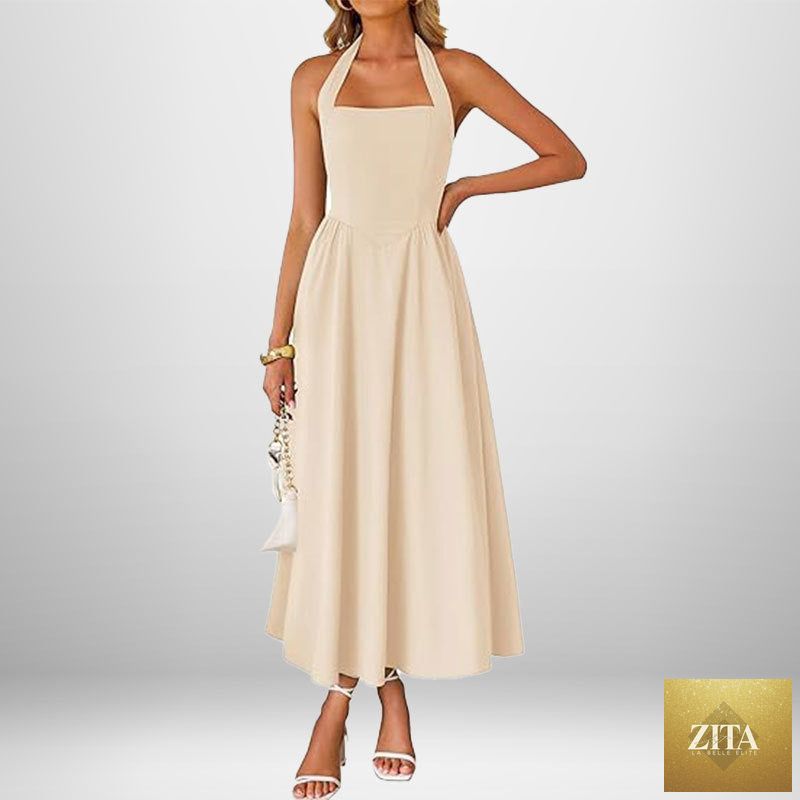Summer women's fashion wide suspender neck halter dress by SHOMICOBOUTIQUE, featuring a stylish and comfortable design.