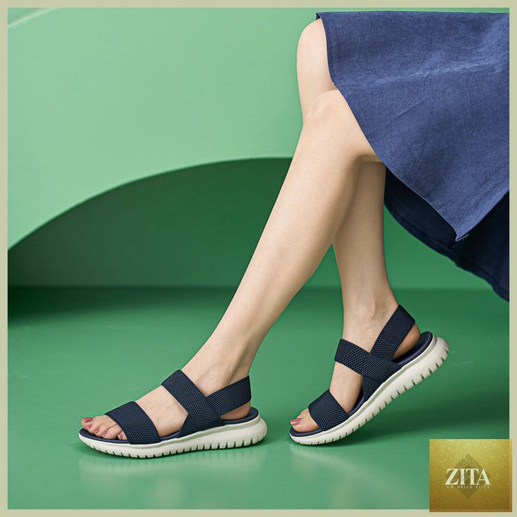 SMinvite LLC summer ultra-light soft sole sandals with open toe design, beige straps, and cushioned sole for comfortable wear