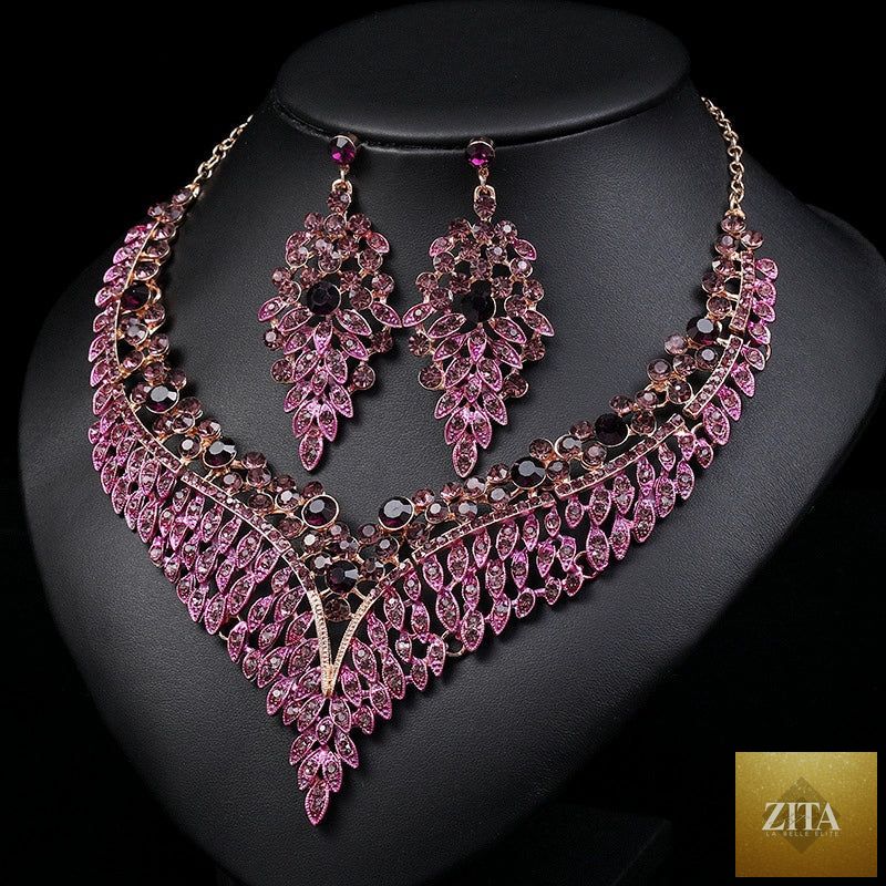 Women's luxury gemstone necklace featuring geometric European and American-style design, crafted by SMinvite, LLC.