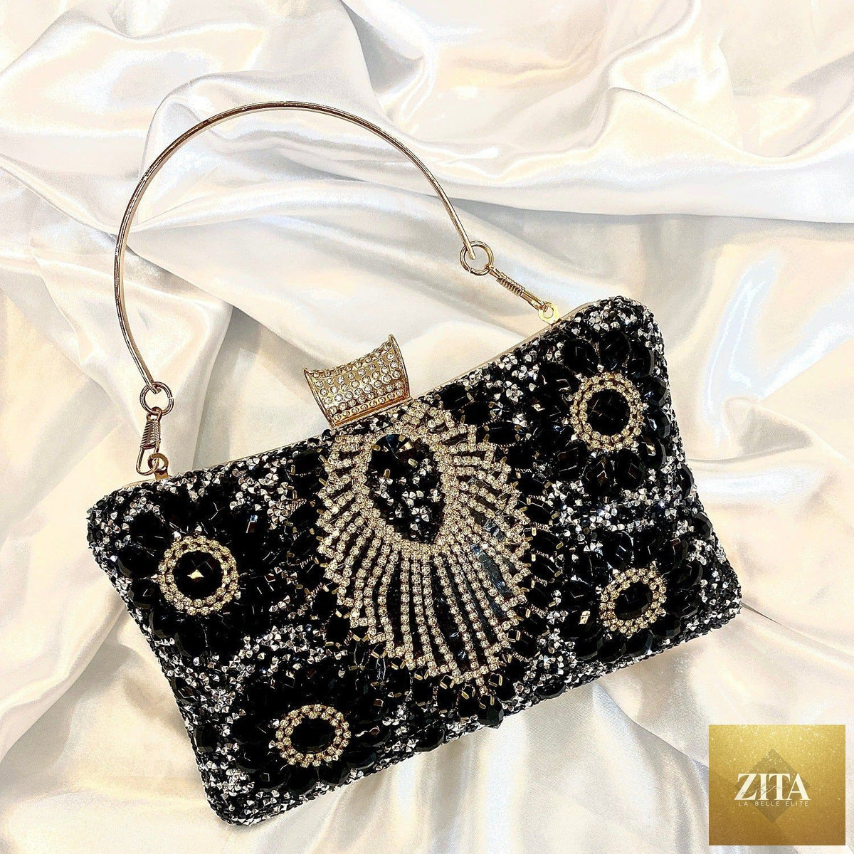 Handmade rhinestone evening bag by SHOMICOBOUTIQUE, bar nightclub wedding banquet clutch with sparkling embellishments.