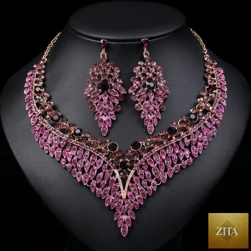 Elegant women's gemstone necklace by SMinvite featuring geometric European and American-style design, perfect for dressy occasions.