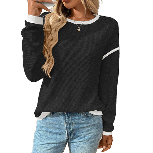 Autumn Winter Women Clothing round Neck Imitation Sweater Long Sleeve Crimson Medea
