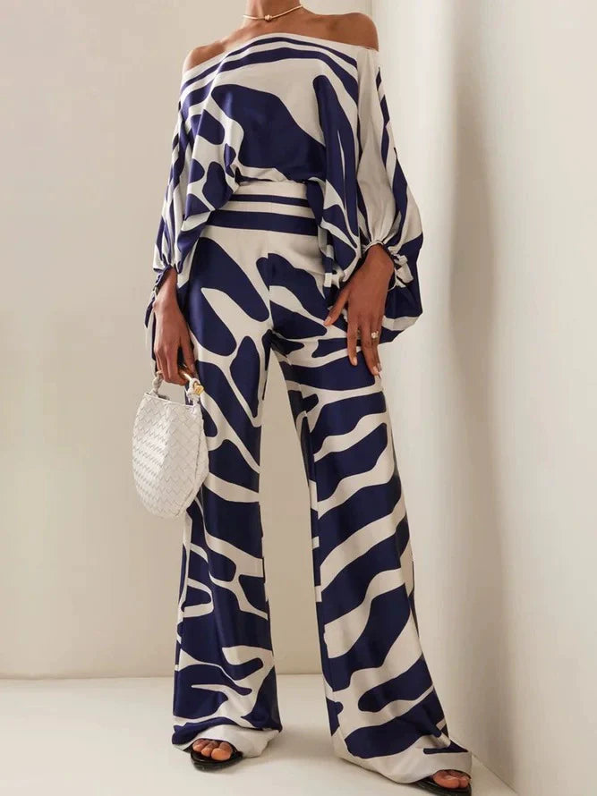 Women's Loose and Irregular off-Neck Wide Leg Pants