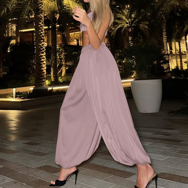Bella Mia women’s summer sleeveless vest and tapered trousers two-piece set, loose fit, sleeveless sling design, casual style.