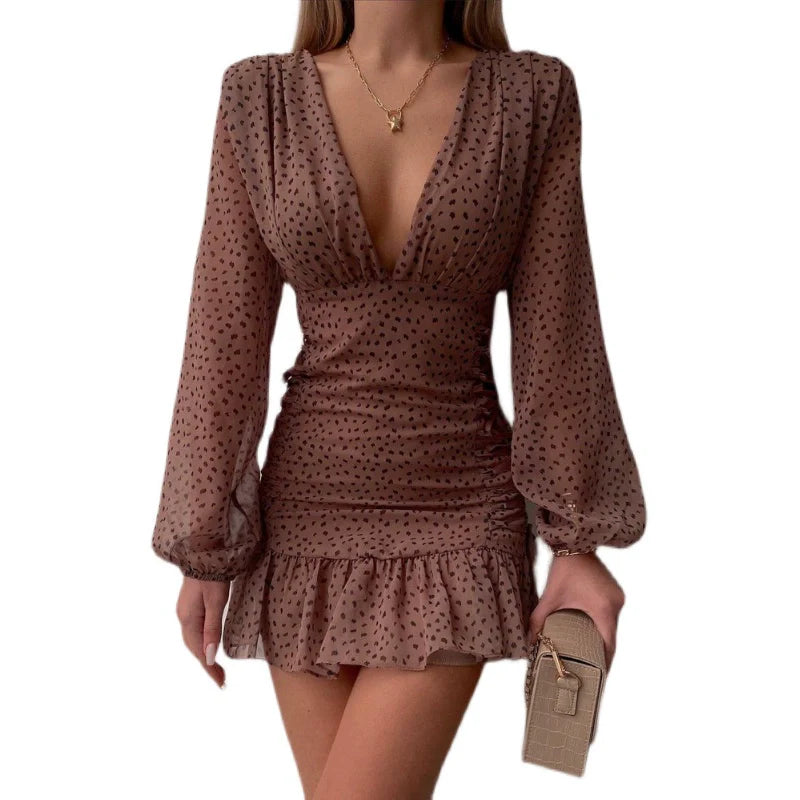 Women Casual V Long Sleeved Dress