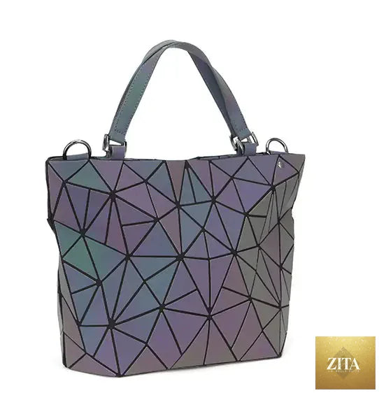 Geometric laser-cut women's handbag and crossbody bag in black with stylish design, from Trendy Attic Store01.