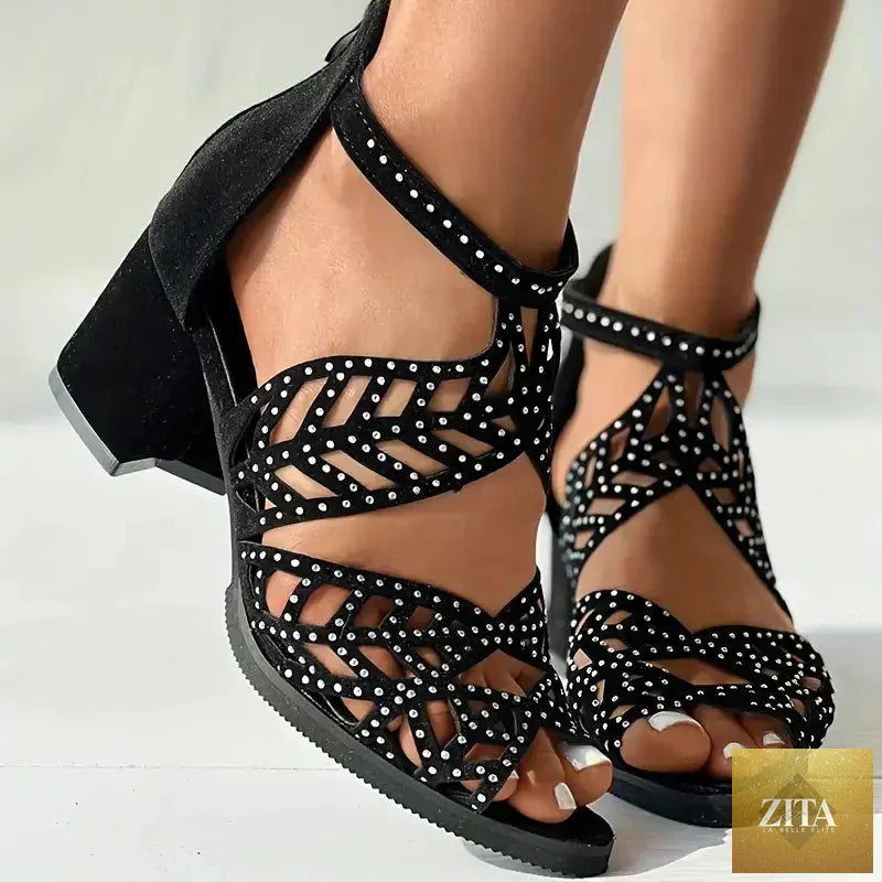 Breathable women's fish mouth sandals with thick heels, stylish design, and open toe for comfortable summer wear.