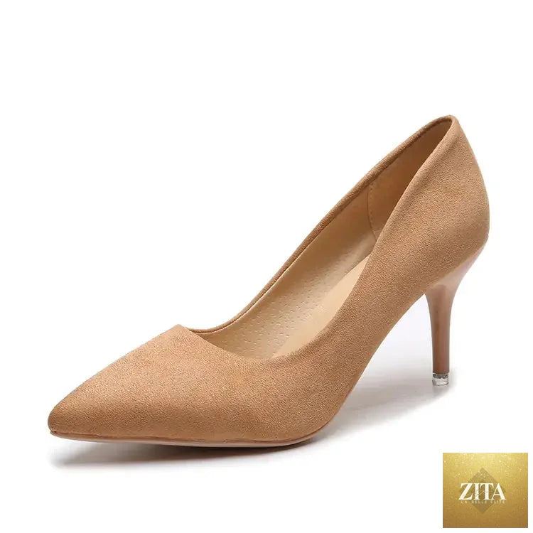 Women's suede high heel pointed shoes in a sleek design, perfect for stylish occasions, by Trendy Attic Store01.