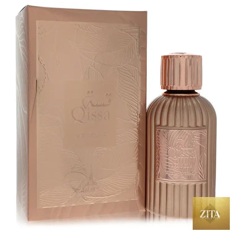 Gamer Scents Qissa Delicious by Paris Corner perfume for women, elegant bottle with floral and fruity fragrance notes.