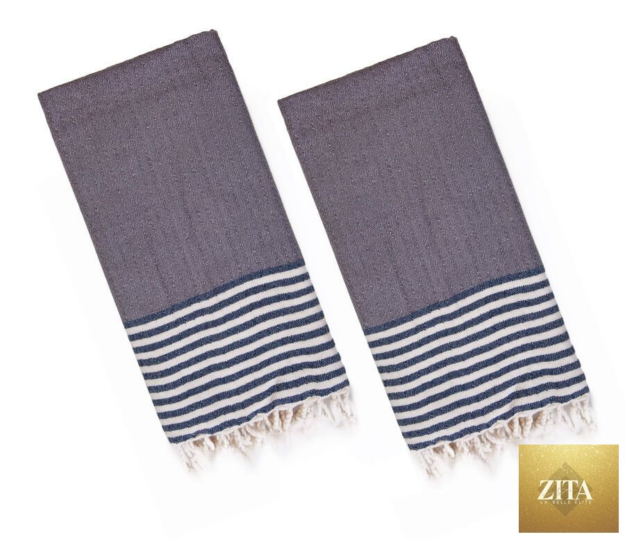 Set of two Zita La Belle Elite Turkish towels in vibrant multi-color designs, soft and lightweight for beach or bath use.