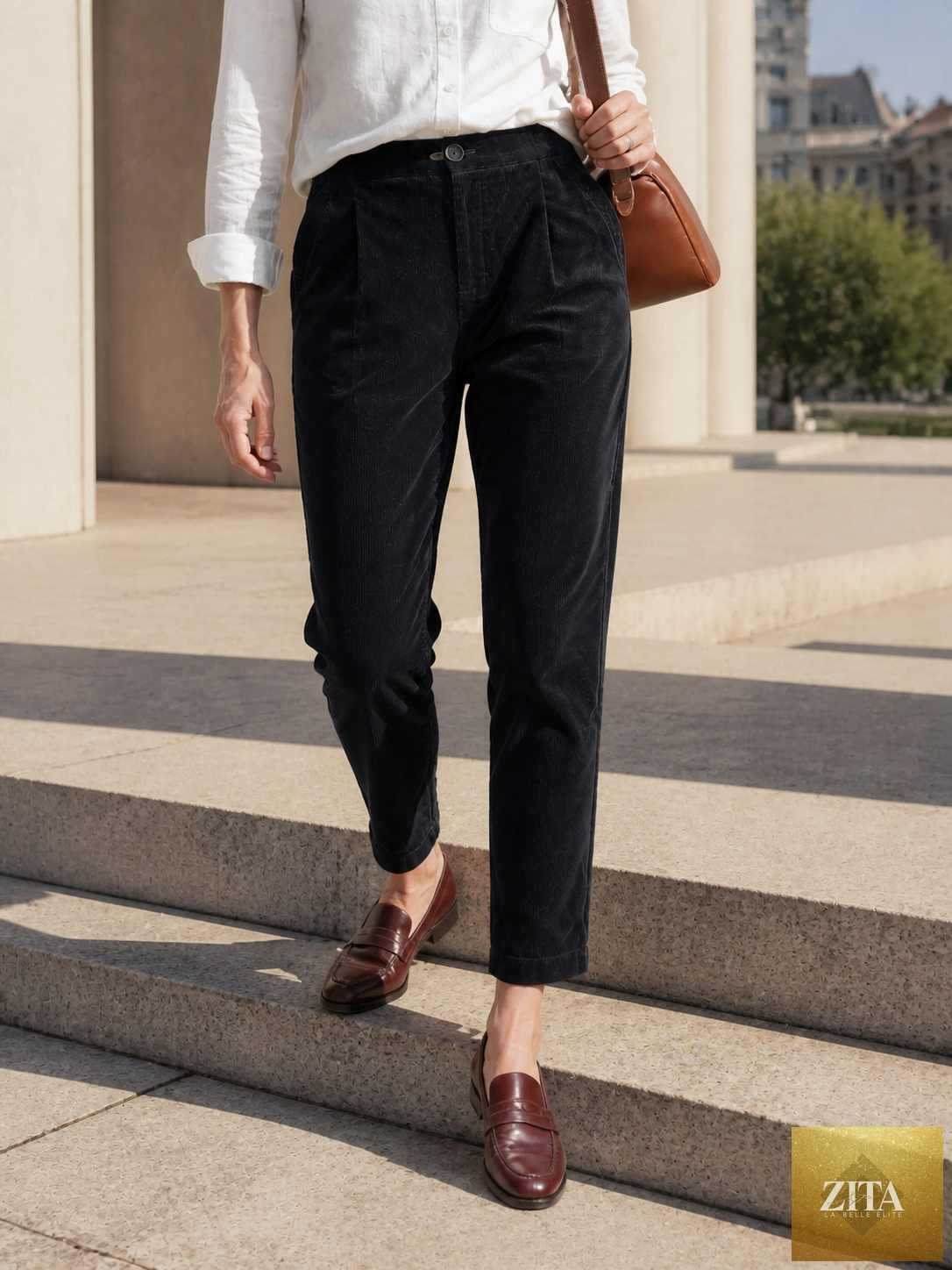 Cotton Elastic Waist Tapered Pants NIKKI