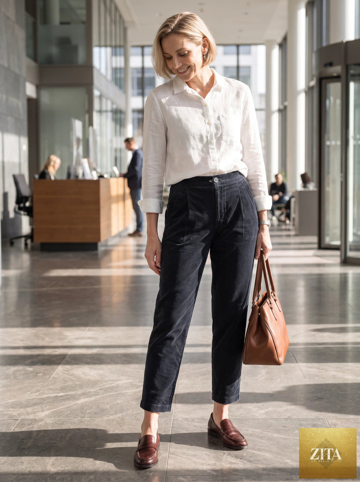 Cotton Elastic Waist Tapered Pants NIKKI