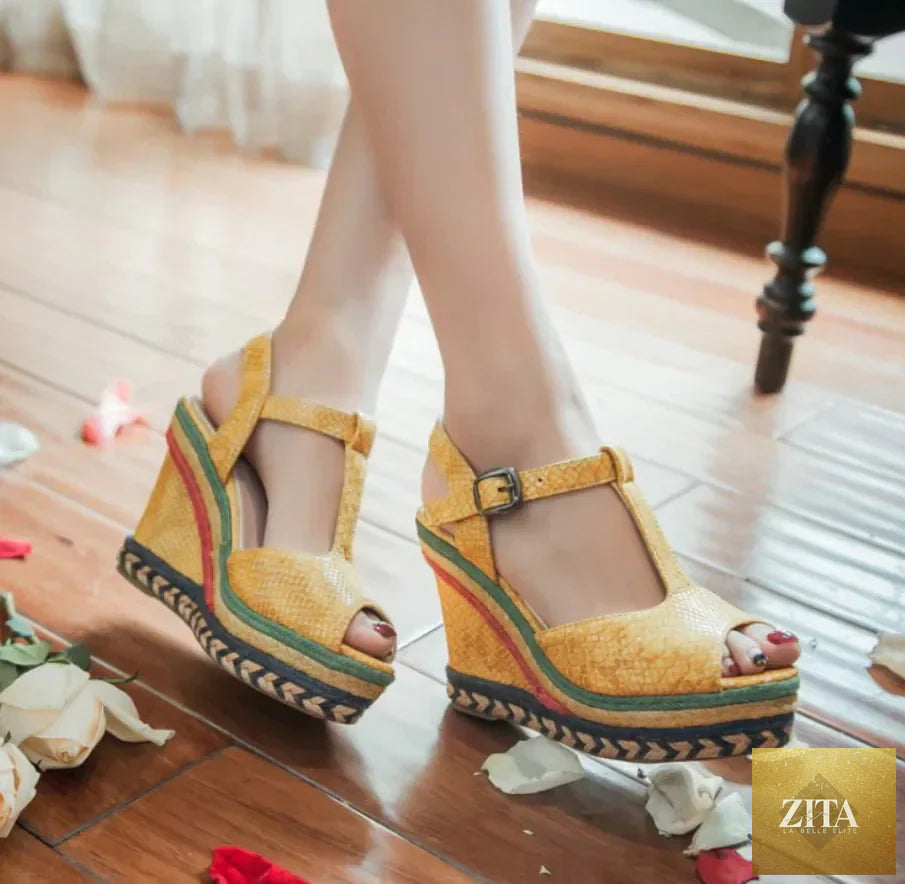 Women’s high heel wedge sandals with thick soles and stylish design, perfect for summer wear, by Trendy Attic Store01.