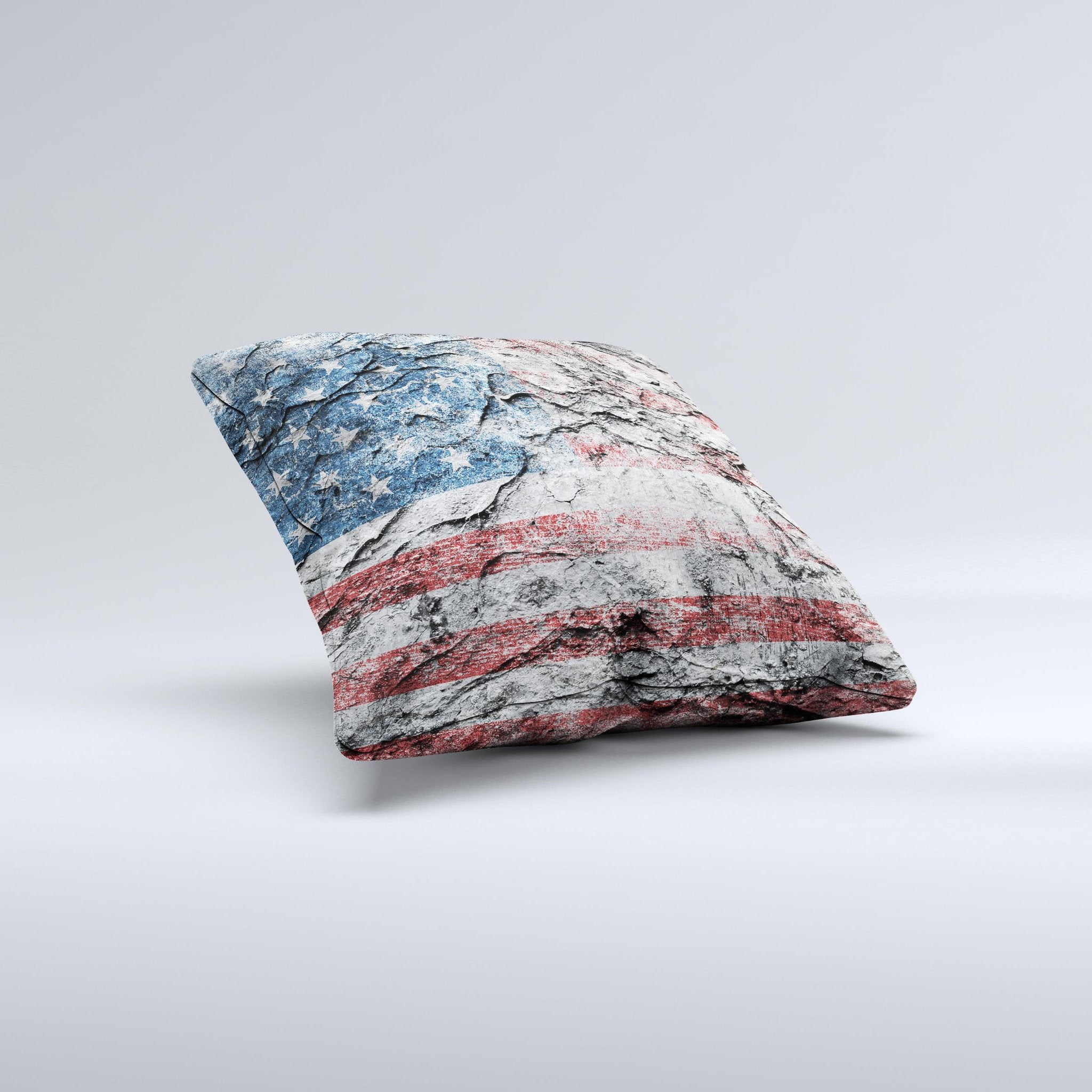 Aged and Wrinkled American Flag Ink-Fuzed Decorative Throw Pillow