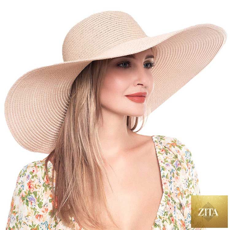 Women's Solid Floppy Straw Sun Hat