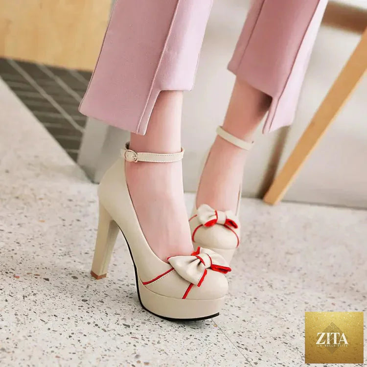 Women's waterproof chunky heels with strap from Trendy Attic Store01, featuring a stylish and sturdy design for fashionable footwear.