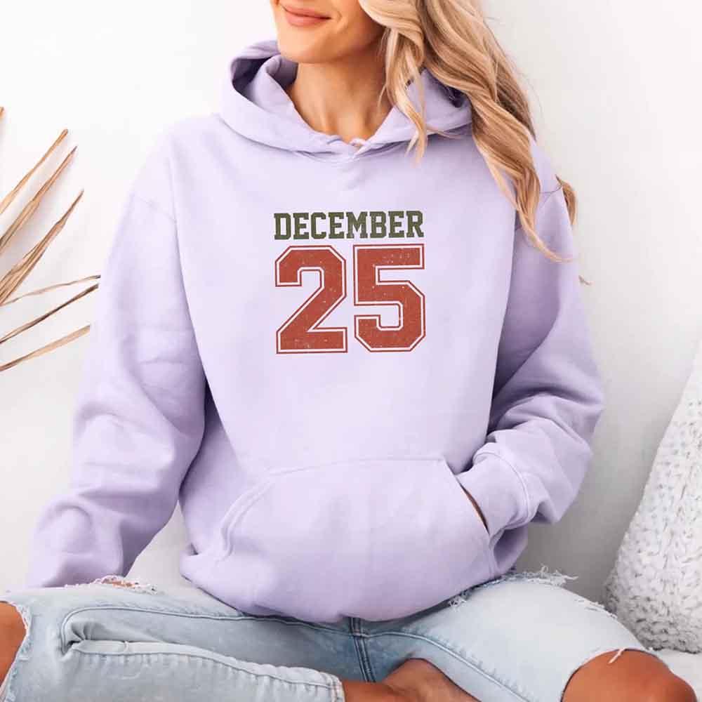 Retro Christmas Hoodie DECEMBER 25 โ Festive Holiday Wear