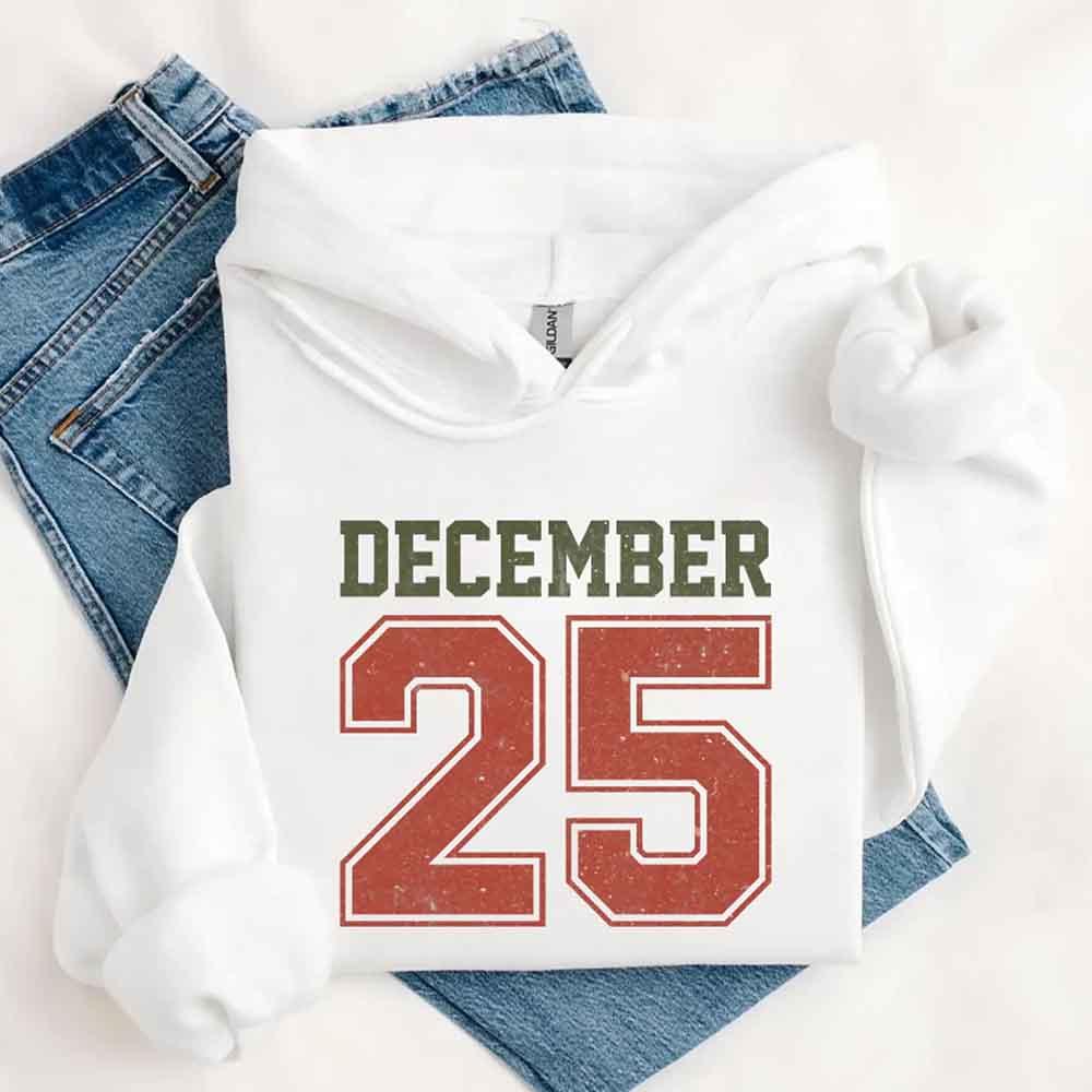 Retro Christmas Hoodie DECEMBER 25 โ Festive Holiday Wear
