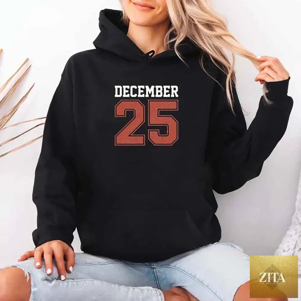 Retro Christmas hoodie by Adorb Custom Tees featuring festive holiday design for December 25 celebrations.
