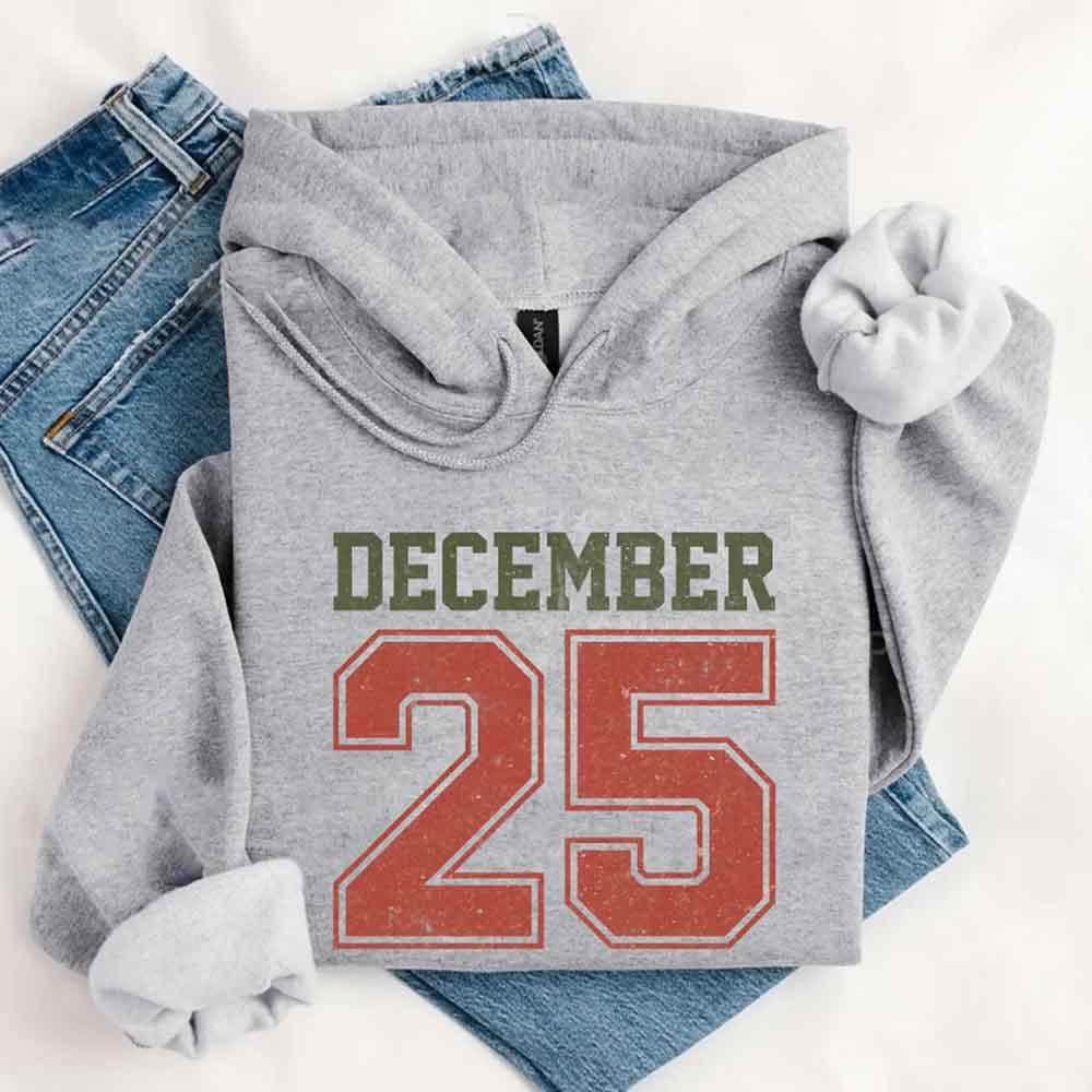Retro Christmas Hoodie DECEMBER 25 โ Festive Holiday Wear