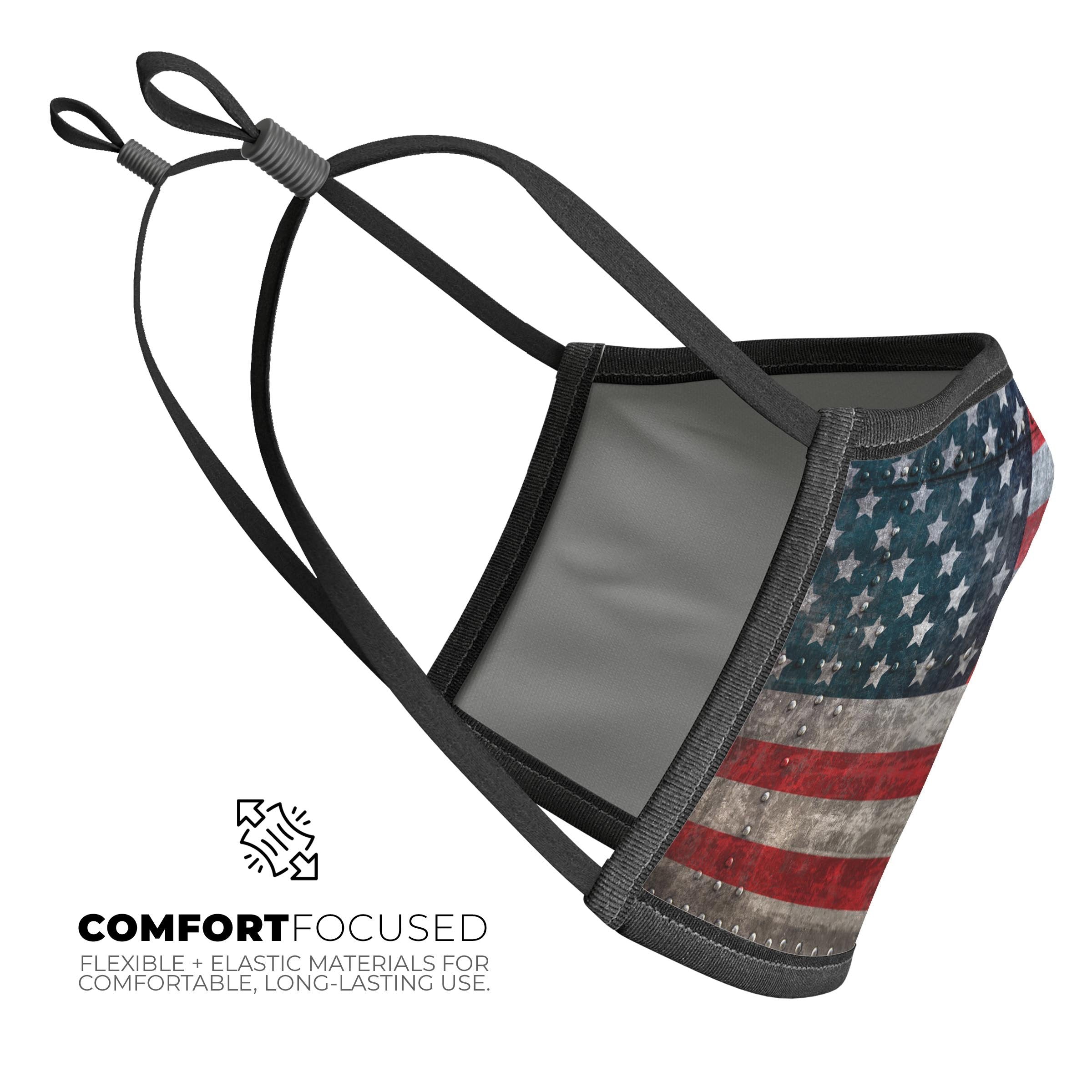Riveted Metal American Flag USA - Made in USA Mouth Cover Unisex
