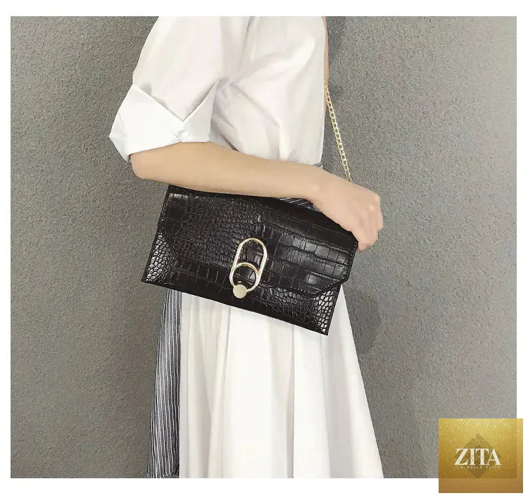 Fashionable crocodile pattern women's handbag and crossbody purse from Trendy Attic Store01, showing the textured leather design.