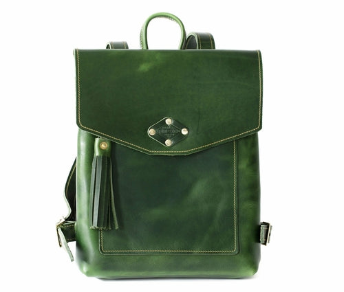 Leather Rucksack Olive Iolaus