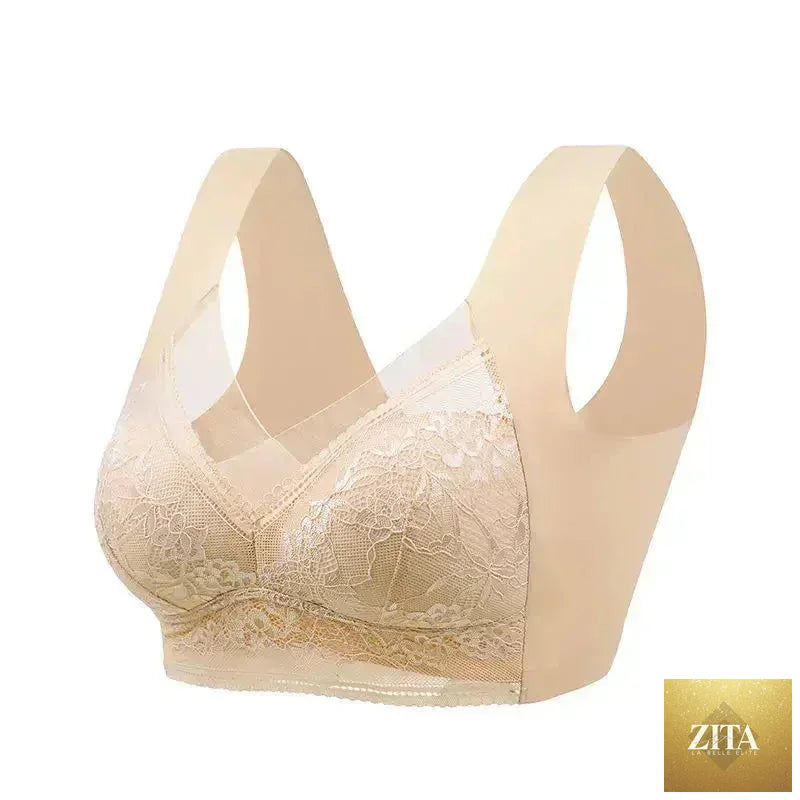 Femstylo women's large lace wireless push-up ice silk bralette, seamless plus size summer lingerie top, comfortable and stylish.