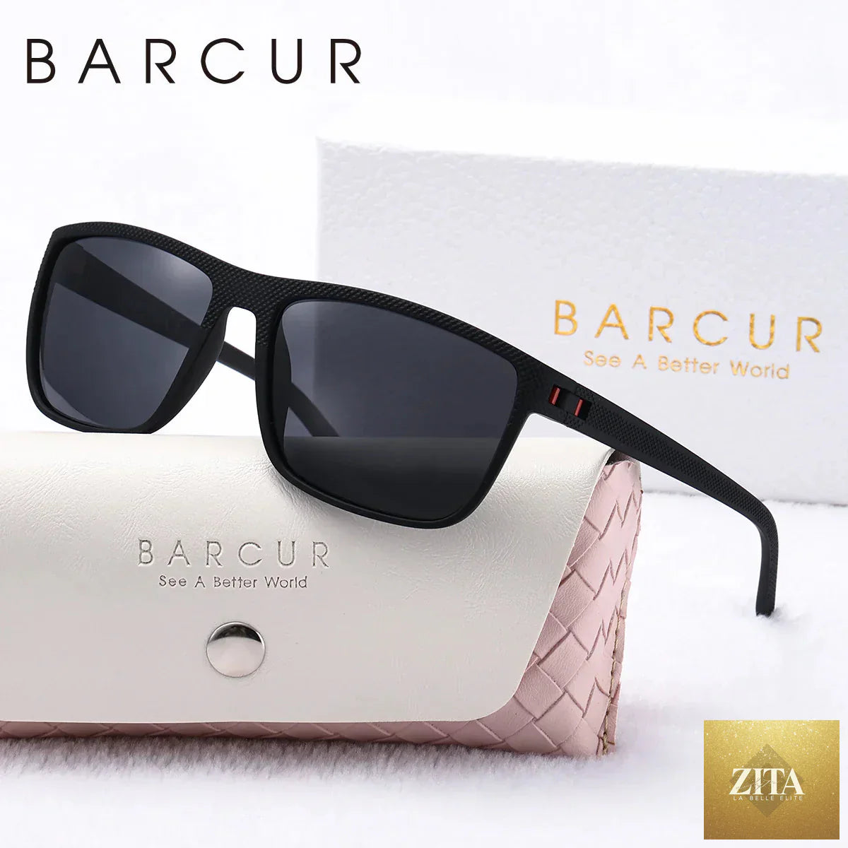 Stevvex Women’s white and pink polarized sunglasses with square frames, lightweight design, and UVA/UVB protection for summer.