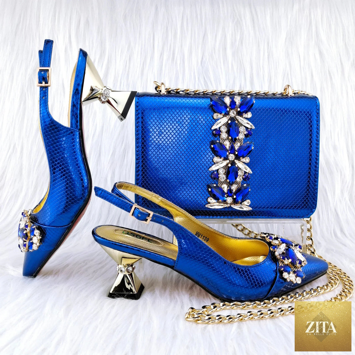 Luxurious EdleessFashion shoes and matching bag set, stylish and elegant for fashionable ensembles.