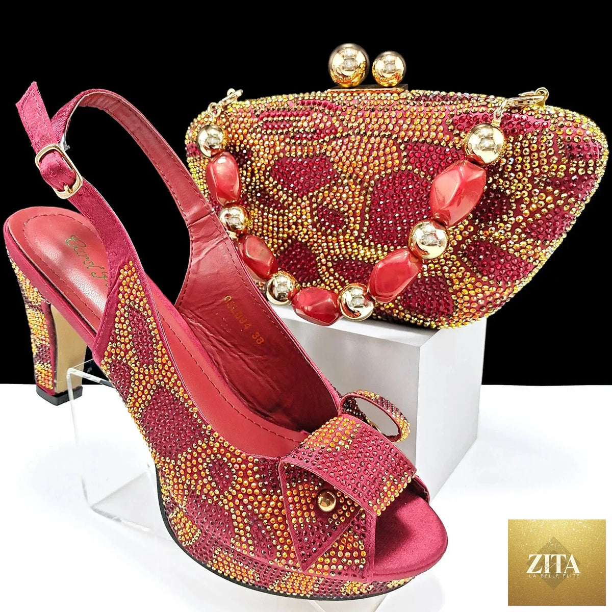 Elegant Italian shoes and matching bag set by EdleessFashion, showcasing luxurious design and craftsmanship in a stylish display.