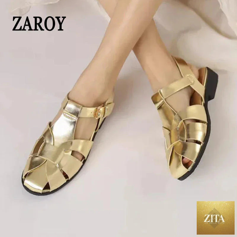 Elegant Zita La Belle Elite women’s summer sandals with soft straps, flat sole, suitable for office, casual, and beach wear.