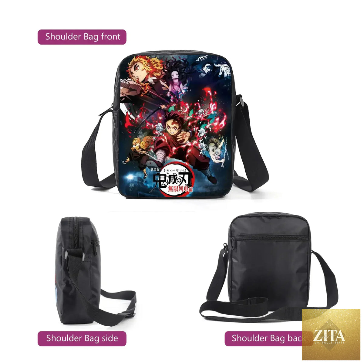 Demon Slayer Nezuko backpack and schoolbag set featuring character artwork, part of the Infinite Visibility collection.