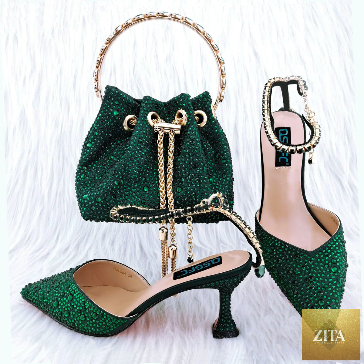 Luxurious shoes and bag set by EdleessFashion, featuring elegant design and high-quality materials for a sophisticated look.