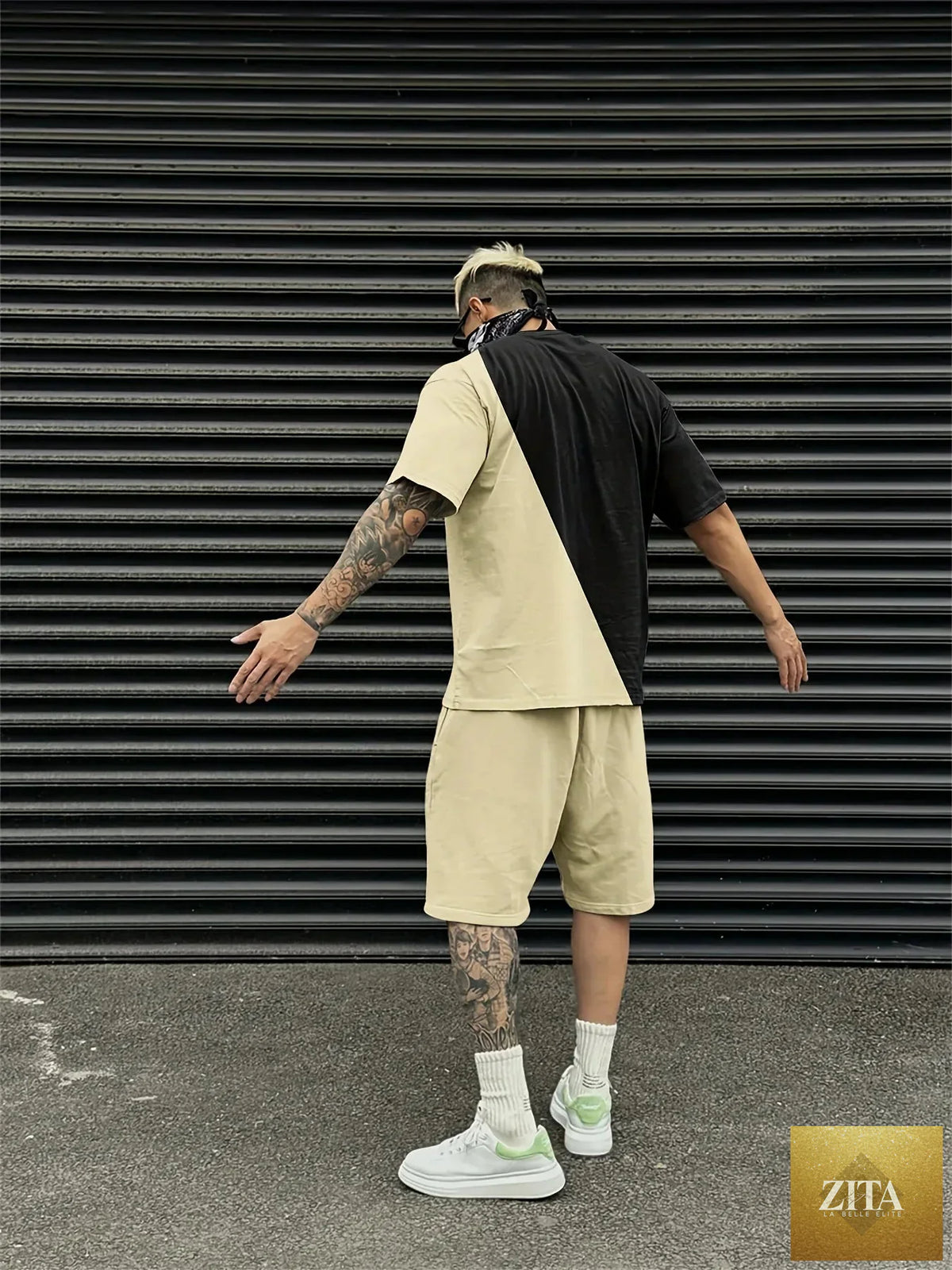 Summer men's 3D printed urban streetwear 2-piece set by Zita La Belle Elite, featuring stylish design and comfortable fit.