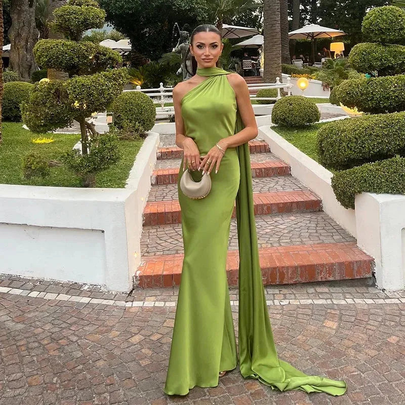 Femstylo backless lace-up maxi dress with ribbon straps, sleeveless evening gown, elegant party dress for special occasions