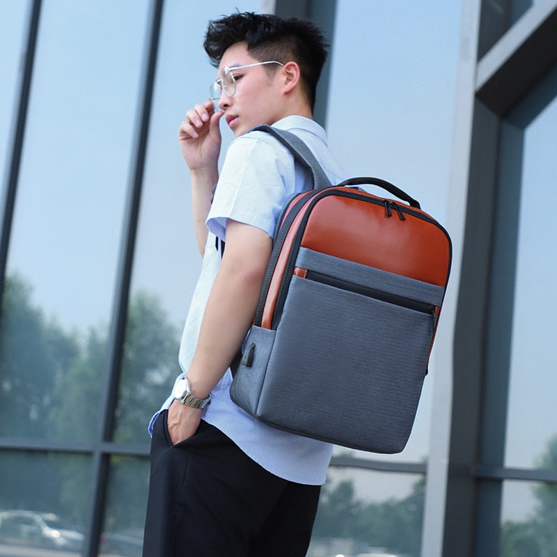 Business Backpack For Men Large Capacity USB Charging Bag Male Maroon Asteria