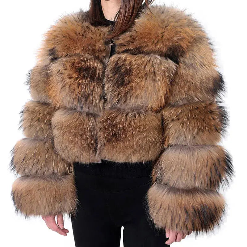 MAOMAOKONG Super Hot Winter Women Luxury Thick Real Raccoon Fur Coat Natural Fox Fur Jacket Plus Size Furry Jackets Female Vest ZITA LA BELLE ÉLITE