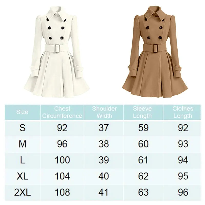 Women Vintage Double Breasted Coats Classic Long Trench With Belt Office Lady Female Autumn Winter Woolen Tops Slim Overcoat ZITA LA BELLE ÉLITE