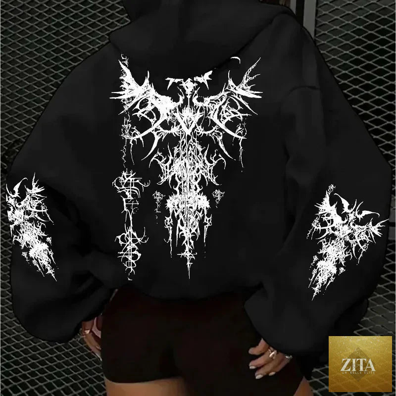 American Gothic women's hoodie by LadyShow.Store, casual streetwear for autumn and winter, suitable for men and women.