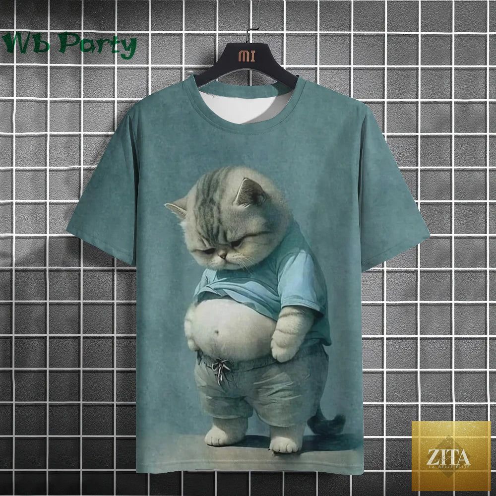 Y2K Cat Print Graphic T-Shirt by Zita La Belle Elite, streetwear style with bold feline design on soft fabric.