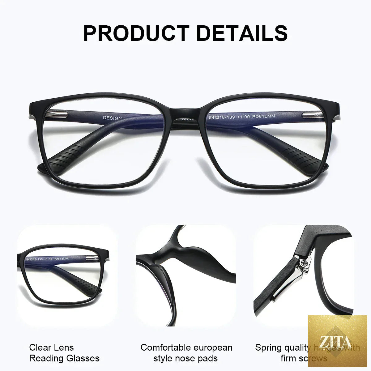 Stevvex square reading glasses with lightweight PC frame and AC lenses, stylish for men and women, ideal for summer wear.