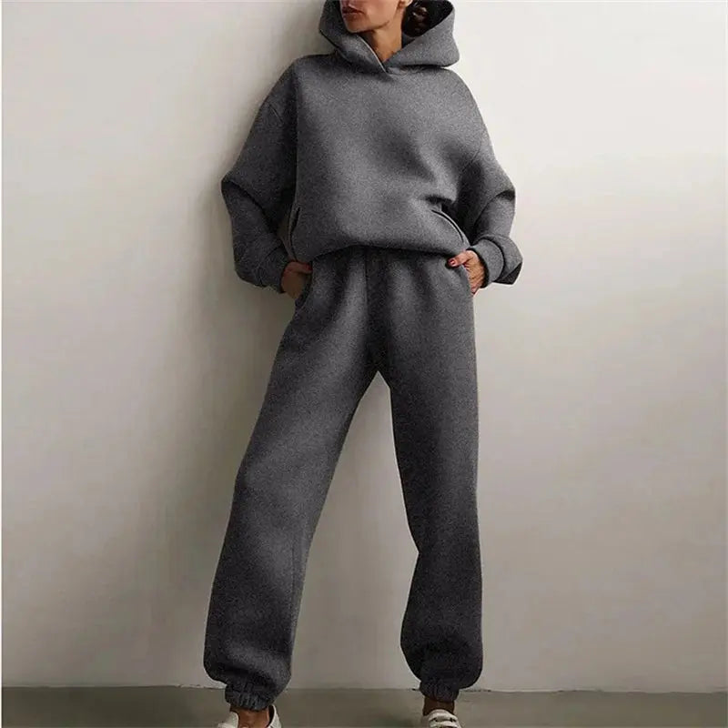 Women's Tracksuit Suit Autumn Fashion Warm Hoodie Sweatshirts Two Pieces Oversized Solid Casual Hoody Pullovers Long Pant Sets ZITA LA BELLE ÉLITE