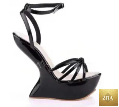 Zita La Belle Elite metallic leather high heels with slingback T-strap design, multicolor summer sandals for women.