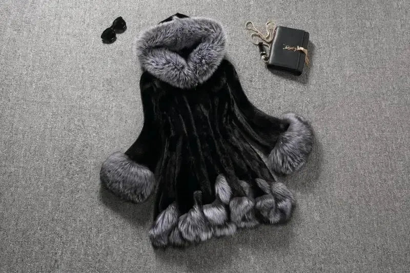 Hooded Loose Faux Fur Jacket Women Thick Autumn Winter Korean Maxi Coat Long Warm Luxury Fur Parkas Bontjas Furry Outerwear ZITA LA BELLE ÉLITE