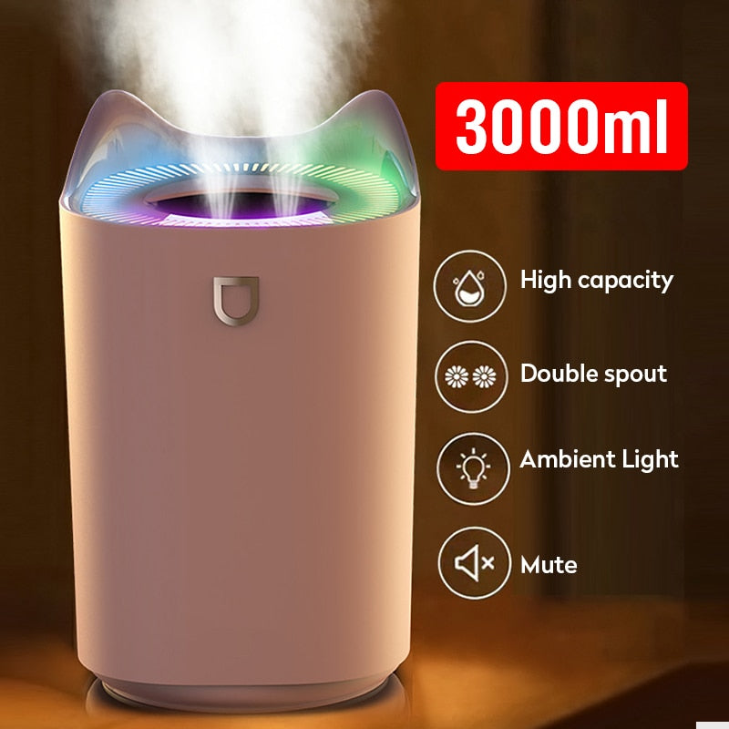Humidifier Home 3L Air Ultrasonic Essential Oil Aroma Diffuser Double Maroon Asteria